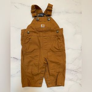 Baby’s Carhartt canvas bib flannel-lined overalls / Size 3 Months